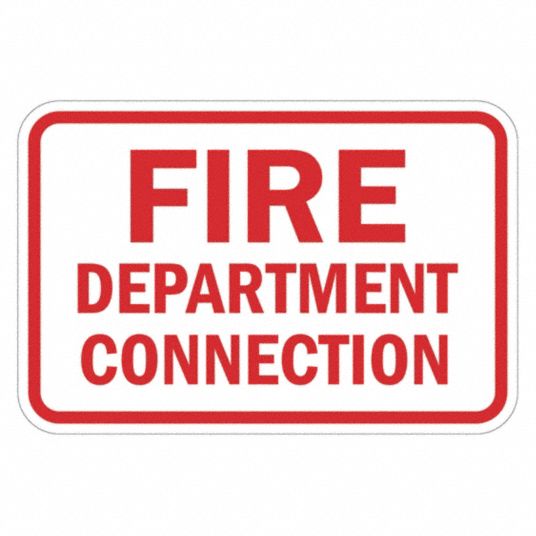 Aluminum, Mounting Holes Sign Mounting, Reflective Fire Connection Sign ...