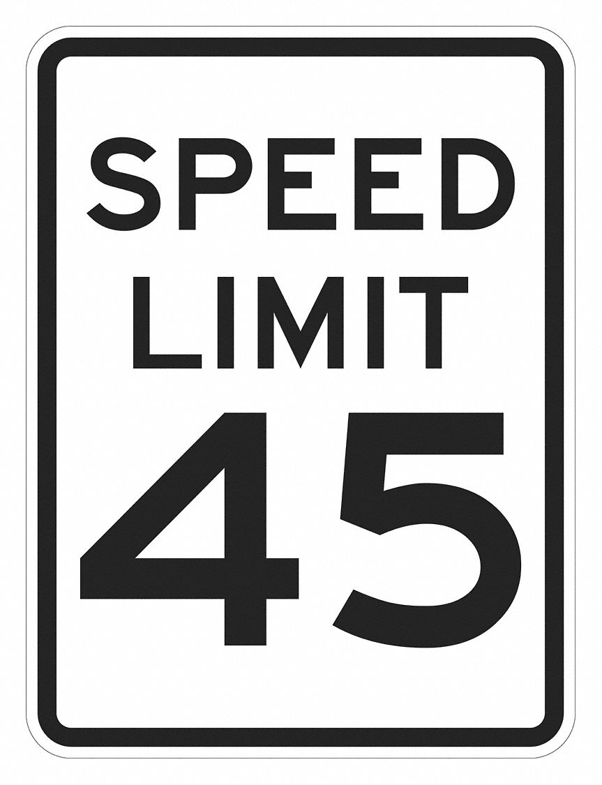 Traffic Sign: 24 in x 18 in Nominal Sign Size, Aluminum, 0.080 in Thick, R2-1 MUTCD, Engineer