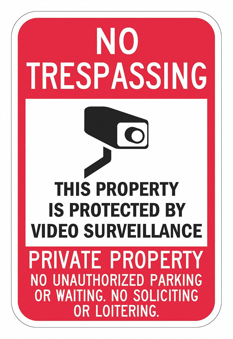 Reflective  No Trespassing Sign: Aluminum, Mounting Holes Sign Mounting, 0.08 in Thick