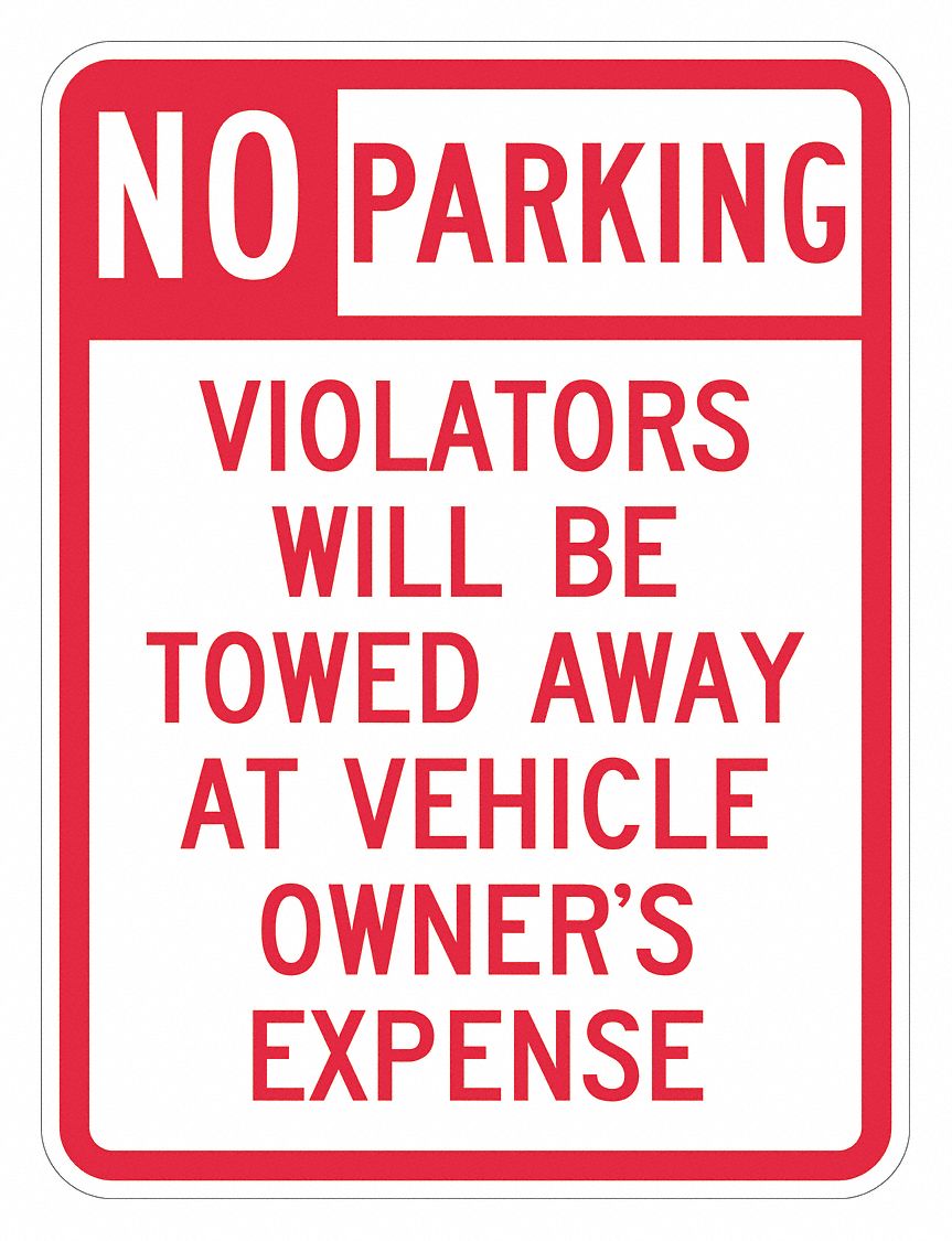 Parking Sign: 24 in x 18 in Nominal Sign Size, Aluminum, 0.080 in, Diamond