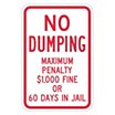 No Dumping Maximum Penalty $1000 Fine Or 60 Days Signs image