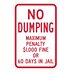No Dumping Maximum Penalty $1000 Fine Or 60 Days Signs