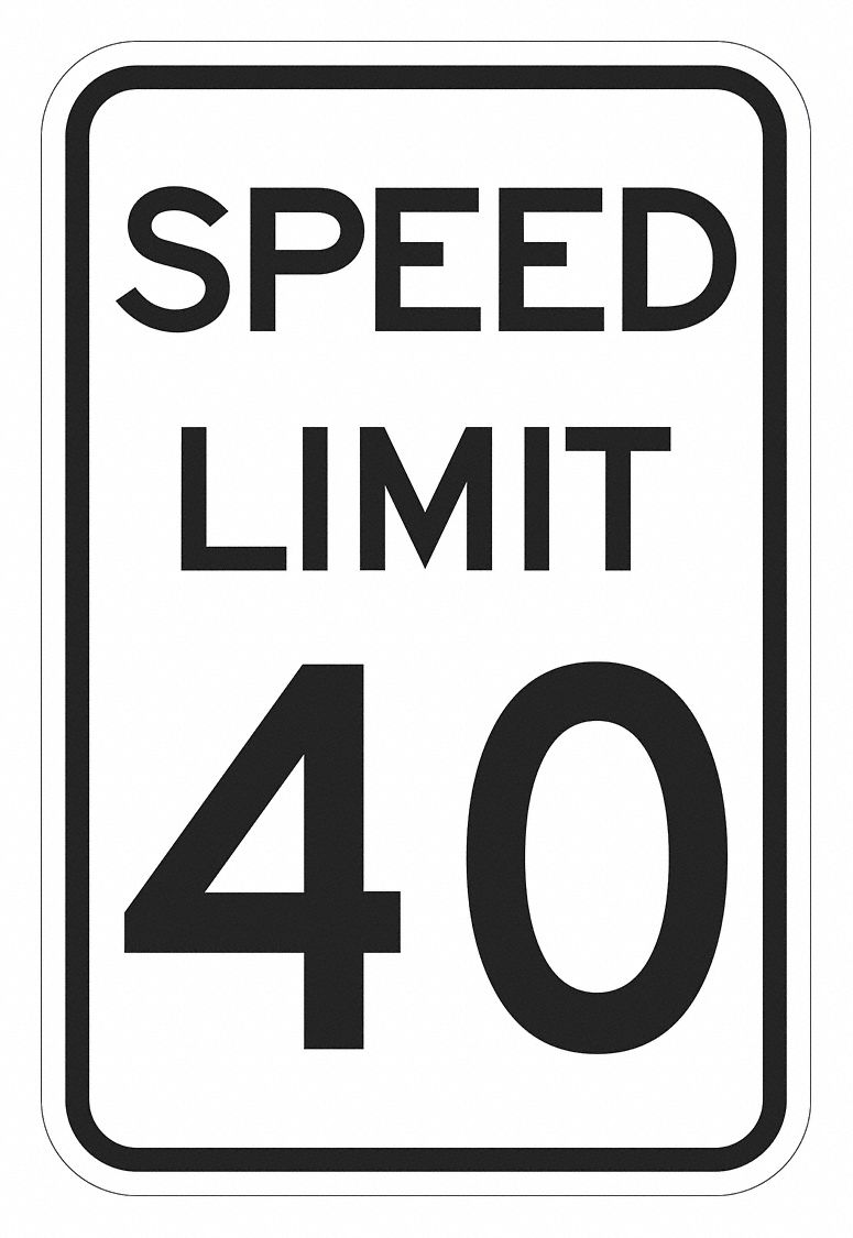 Traffic Sign: 24 in x 18 in Nominal Sign Size, Aluminum, 0.080 in Thick, R2-1 MUTCD, Engineer
