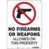 No Firearms Or Weapons Allowed On This Property Signs