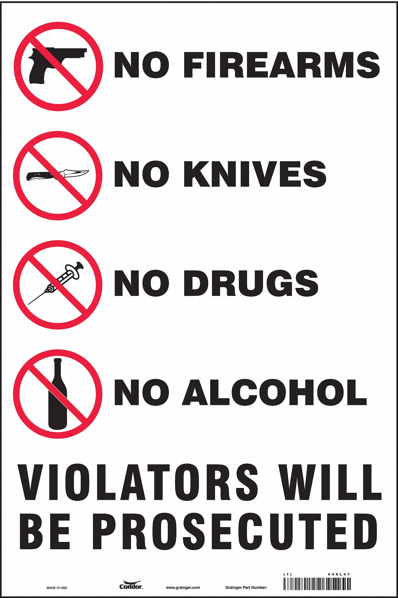 Safety Sign: Vinyl, Adhesive Sign Mounting, 18 in x 12 in Nominal Sign Size, Not Retroreflective