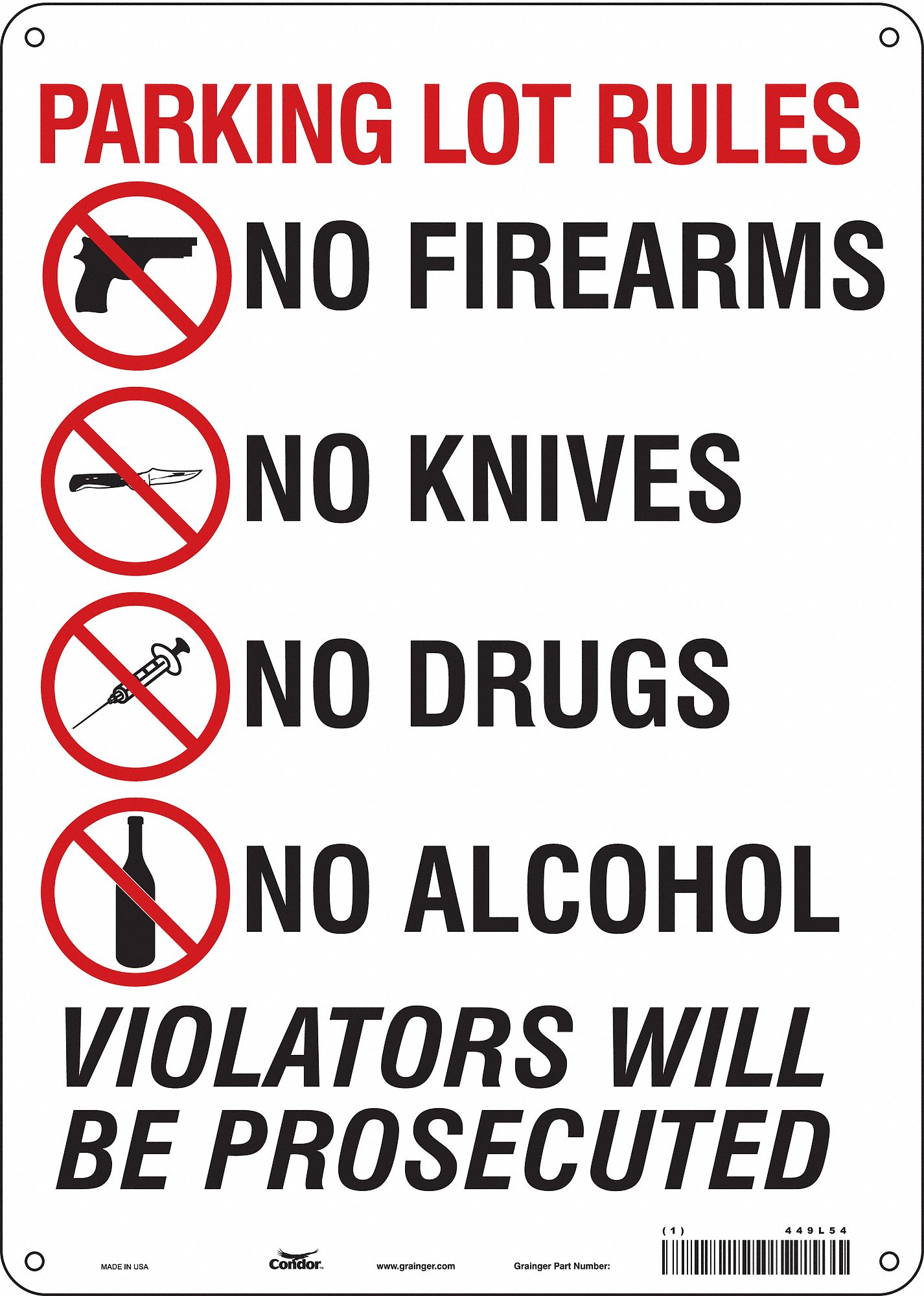 Safety Sign: Polyethylene, Mounting Holes Sign Mounting, 14 in x 10 in Nominal Sign Size