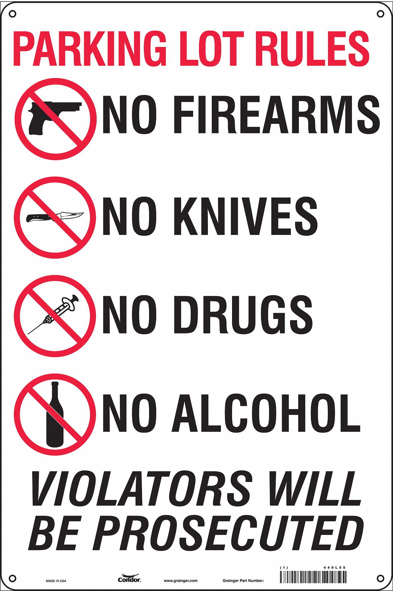 Safety Sign, 18 in x 12 in, Polyethylene