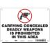 Carrying Concealed Deadly Weapons Is Prohibited In This Area Signs