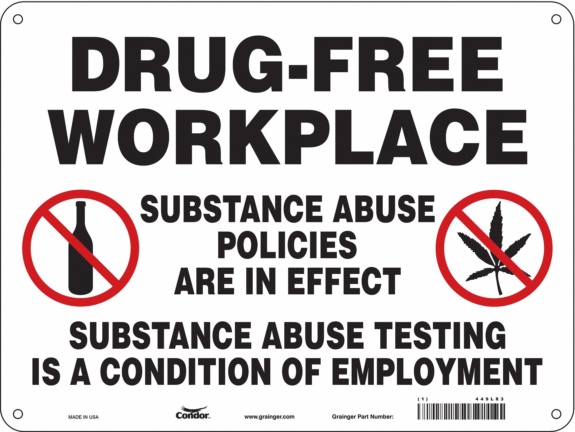 Safety Sign: Polyethylene, Mounting Holes Sign Mounting, 18 in x 24 in Nominal Sign Size