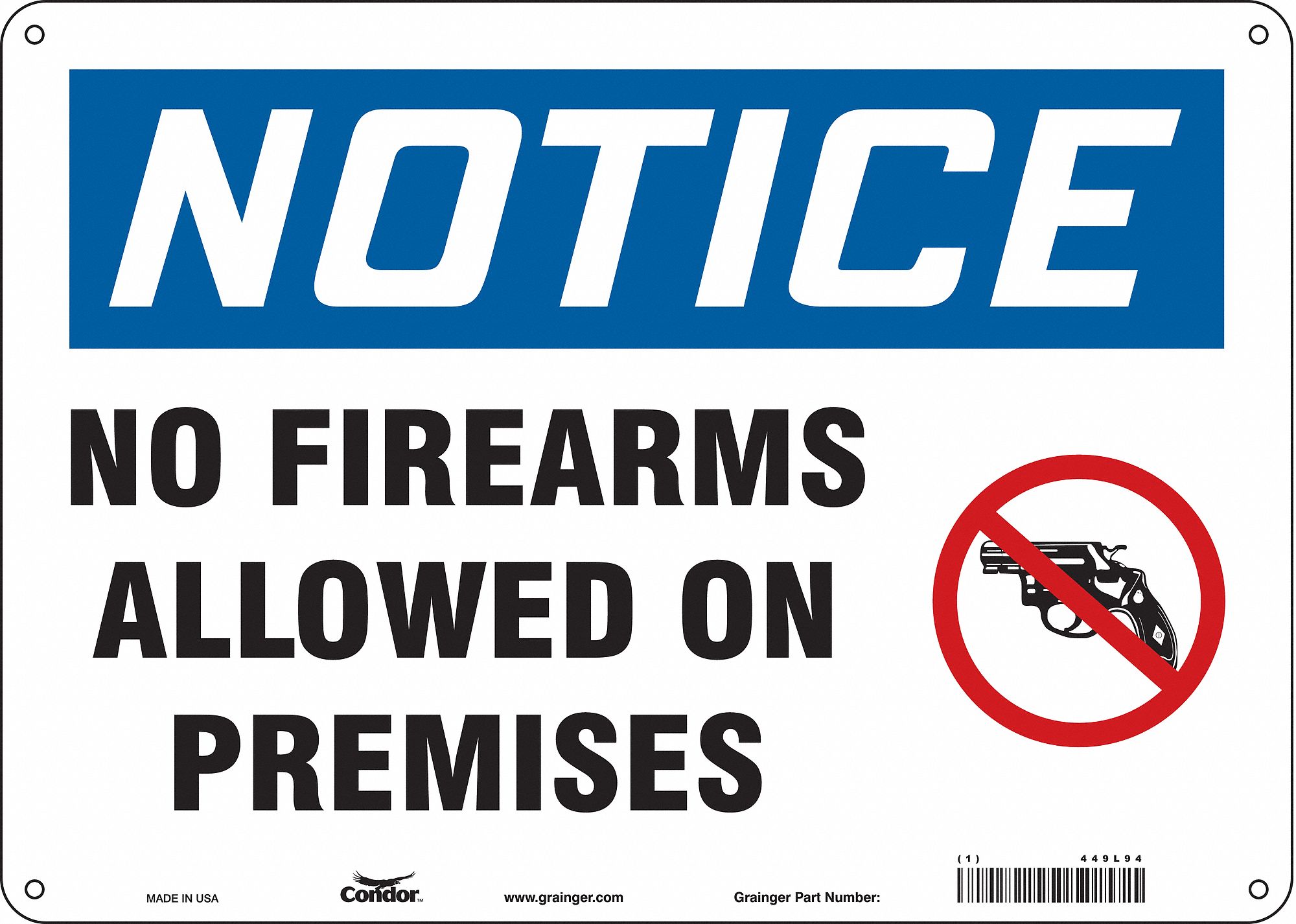 Safety Sign: Polyethylene, Mounting Holes Sign Mounting, 10 in x 14 in Nominal Sign Size