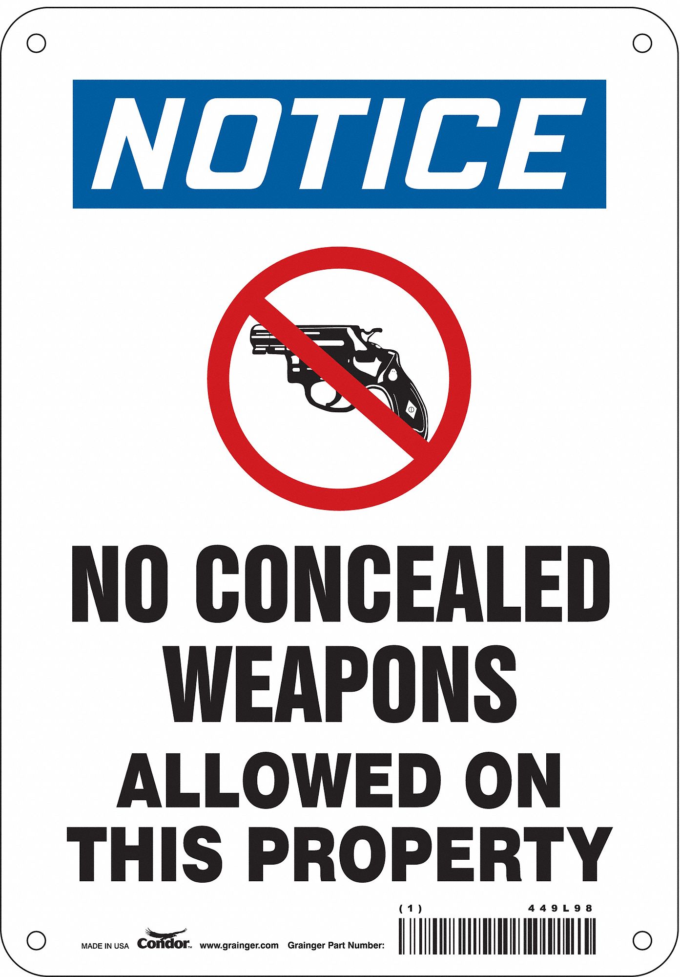 Safety Sign: Aluminum, Mounting Holes Sign Mounting, 10 in x 7 in Nominal Sign Size, 0.032 in Thick
