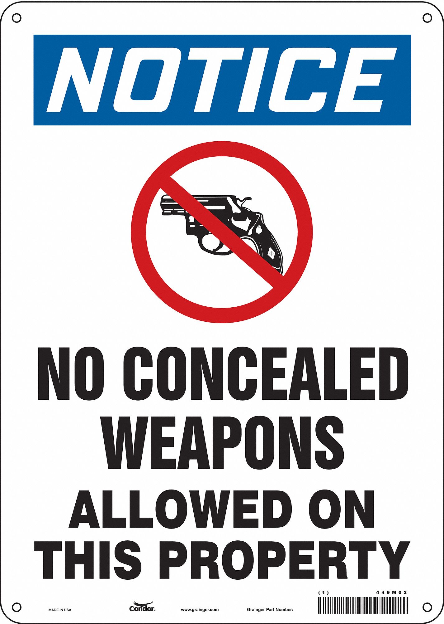 Safety Sign: Polyethylene, Mounting Holes Sign Mounting, 14 in x 10 in Nominal Sign Size