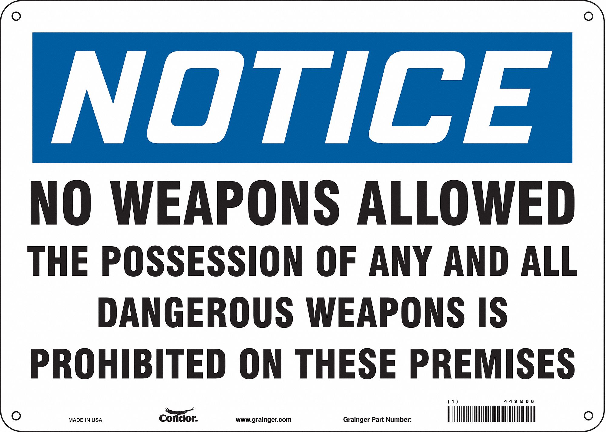 Safety Sign: Aluminum, Mounting Holes Sign Mounting, 10 in x 14 in Nominal Sign Size, 0.032 in Thick