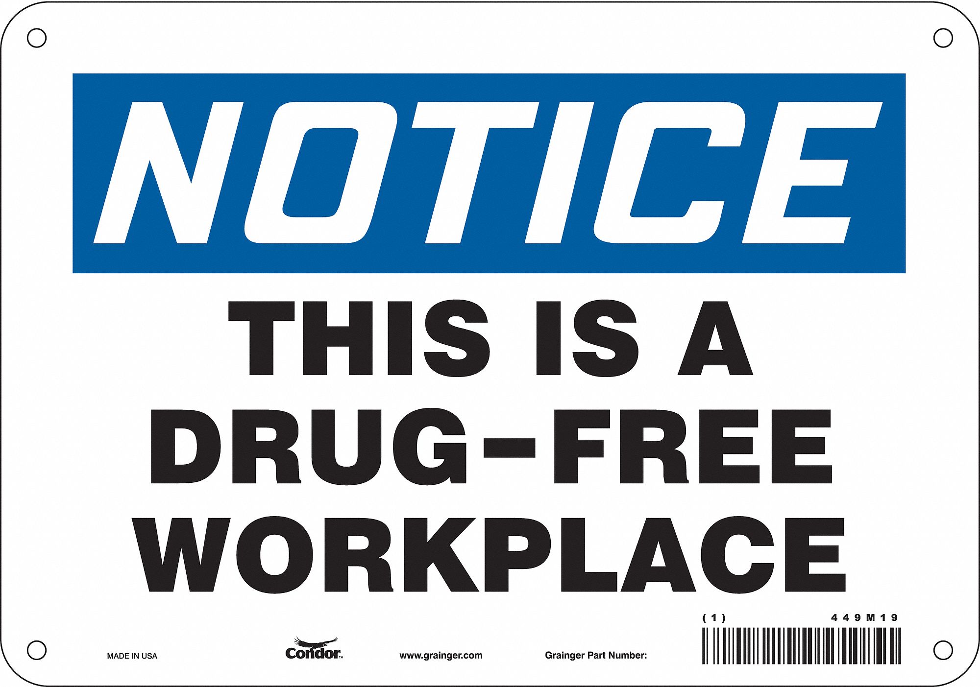 Safety Sign, 7 in x 10 in, Polyethylene