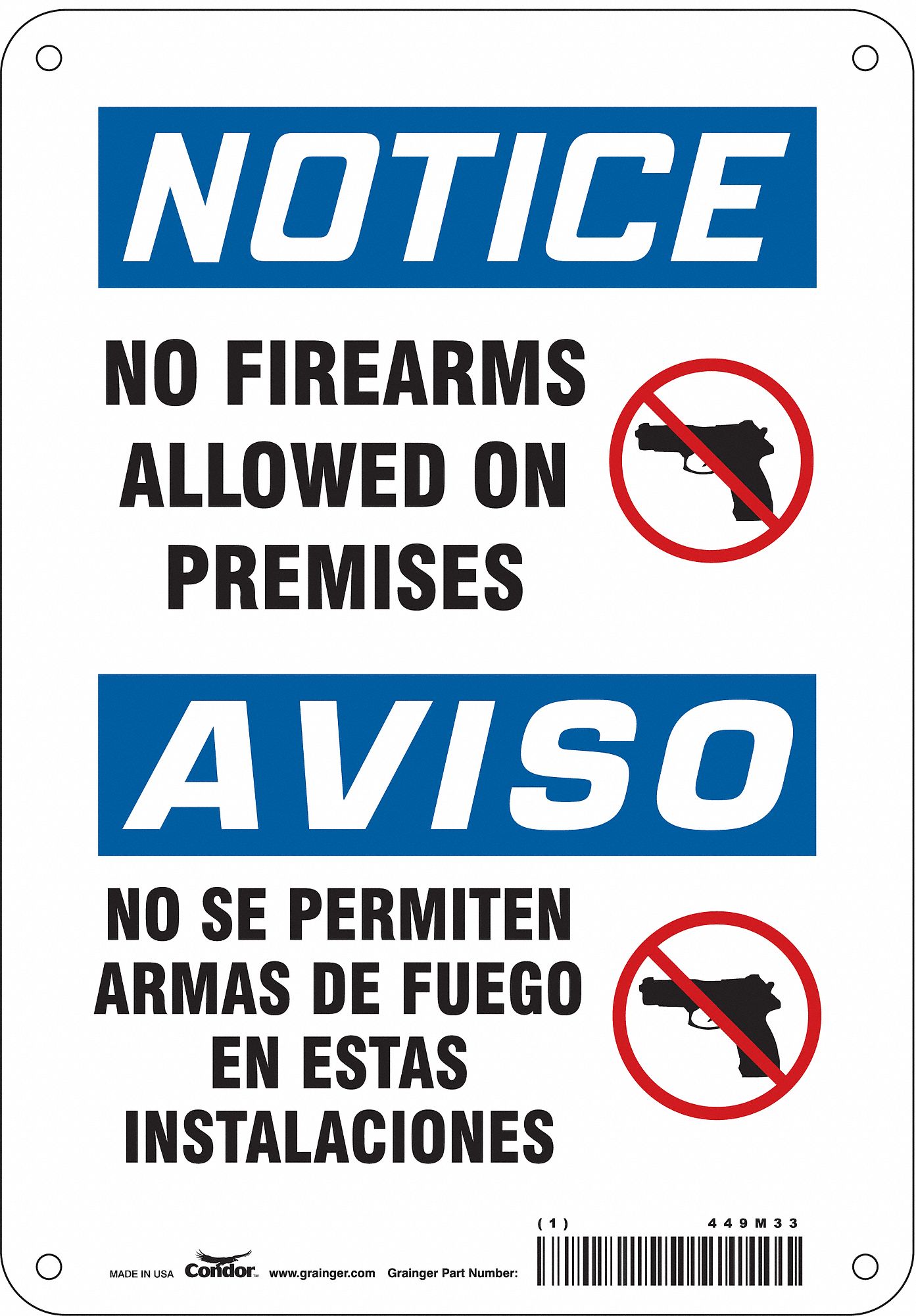 Safety Sign: Polyethylene, Mounting Holes Sign Mounting, 10 in x 7 in Nominal Sign Size