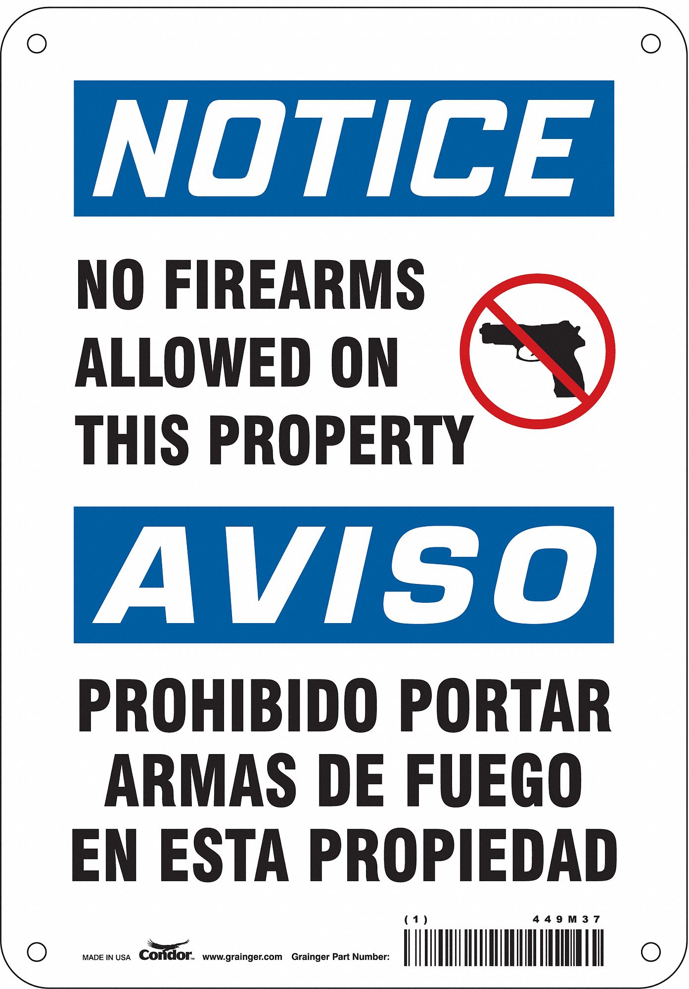 Safety Sign: Aluminum, Mounting Holes Sign Mounting, 10 in x 7 in Nominal Sign Size, 0.032 in Thick