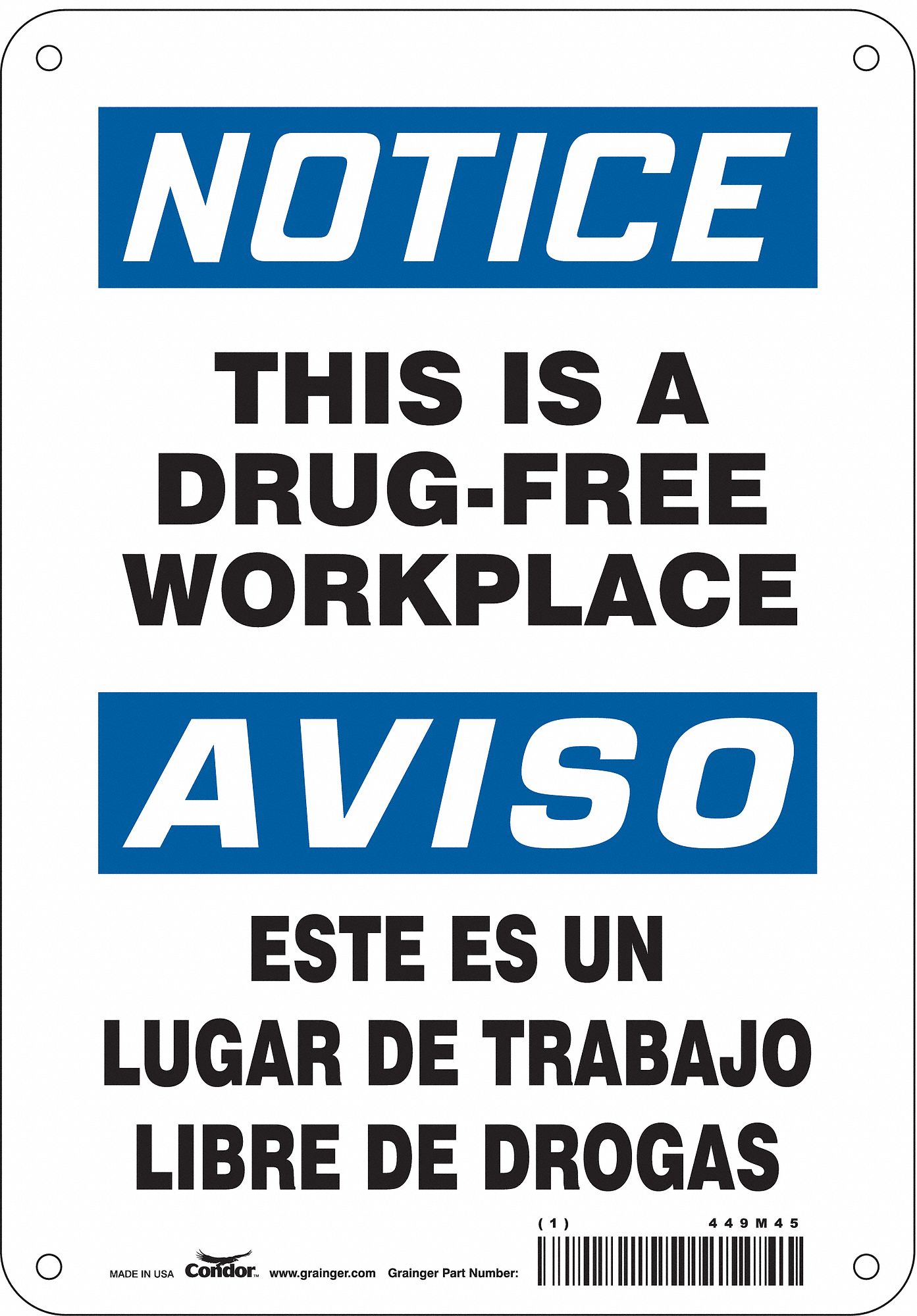 Safety Sign: Polyethylene, Mounting Holes Sign Mounting, 10 in x 7 in Nominal Sign Size