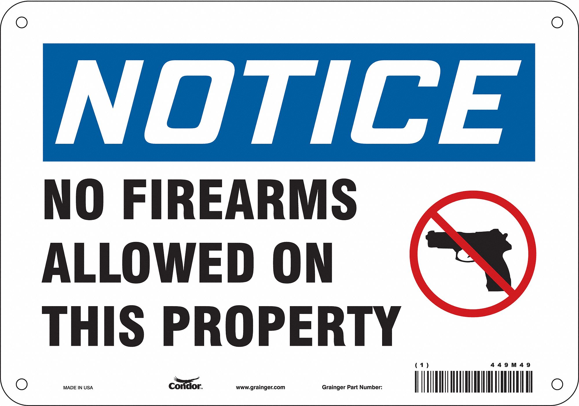 Safety Sign: Aluminum, Mounting Holes Sign Mounting, 7 in x 10 in Nominal Sign Size, 0.032 in Thick