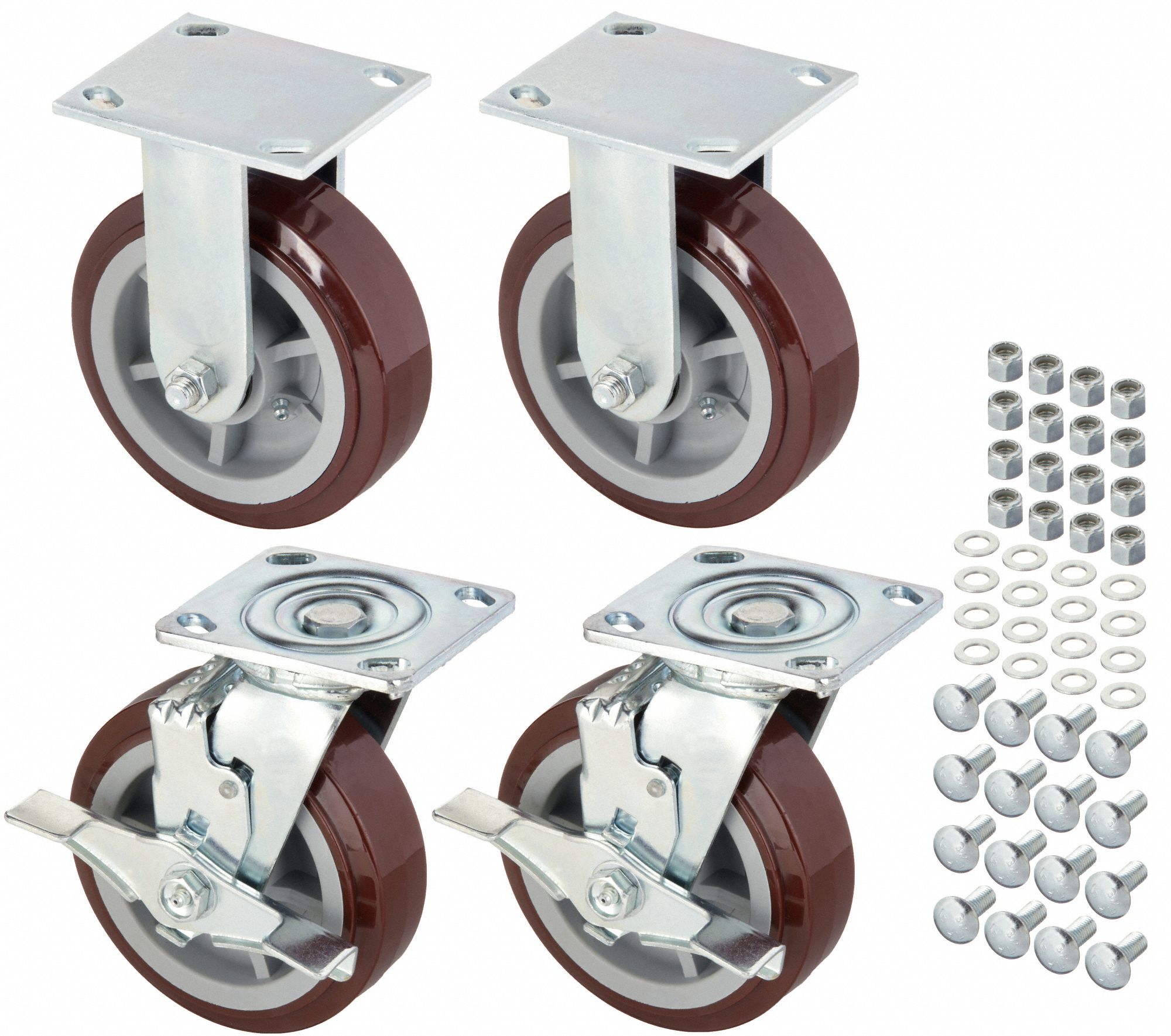 GREENLEE Standard Plate Caster Kit, Rigid, Swivel, Polyurethane, 3600