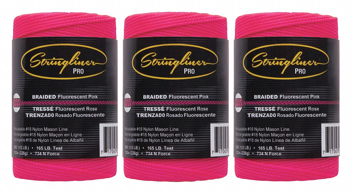 Masons Line: Braided, 500 ft Lg, Pink, 3 Pieces, 3 PK