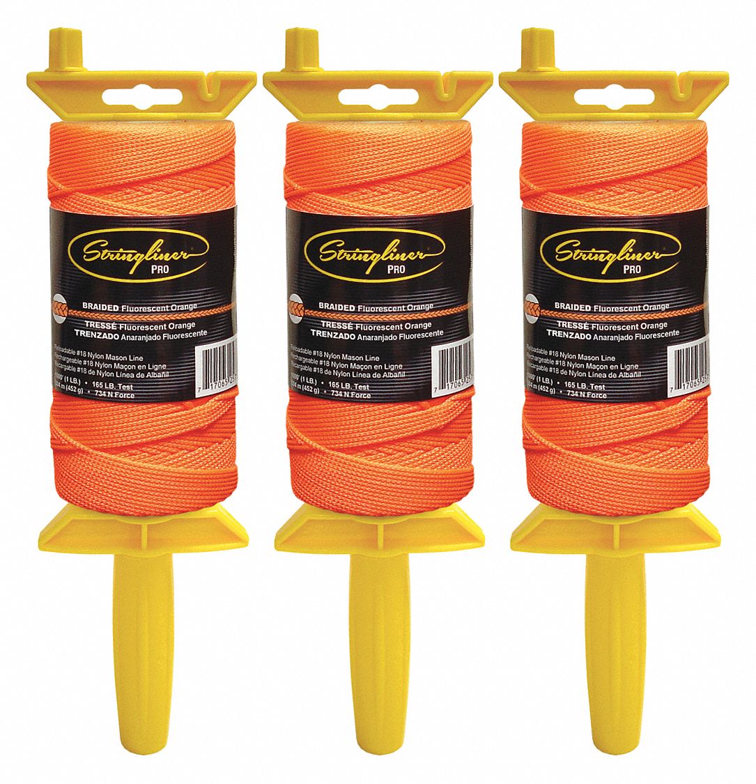 STRINGLINER Braided, Masons Line Reel, Orange, 1,000 ft, PK 3 449U49