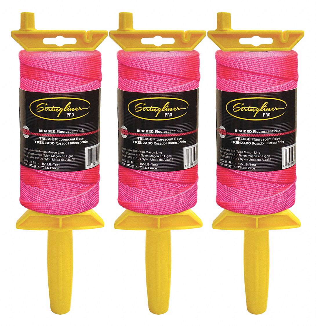 thumbnail image 2 of US Tape Stringliner 250' Braid Fluorescent Pink Reel - Reloadable Mason Line Reel 2 of 10