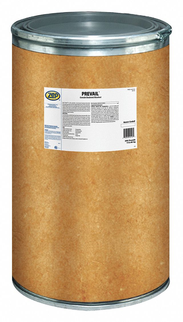 Granular Sorbent: 150 gal Volume Absorbed per Pkg., 250 lb Wt, Drum, Silica Free, P1, Pleasant