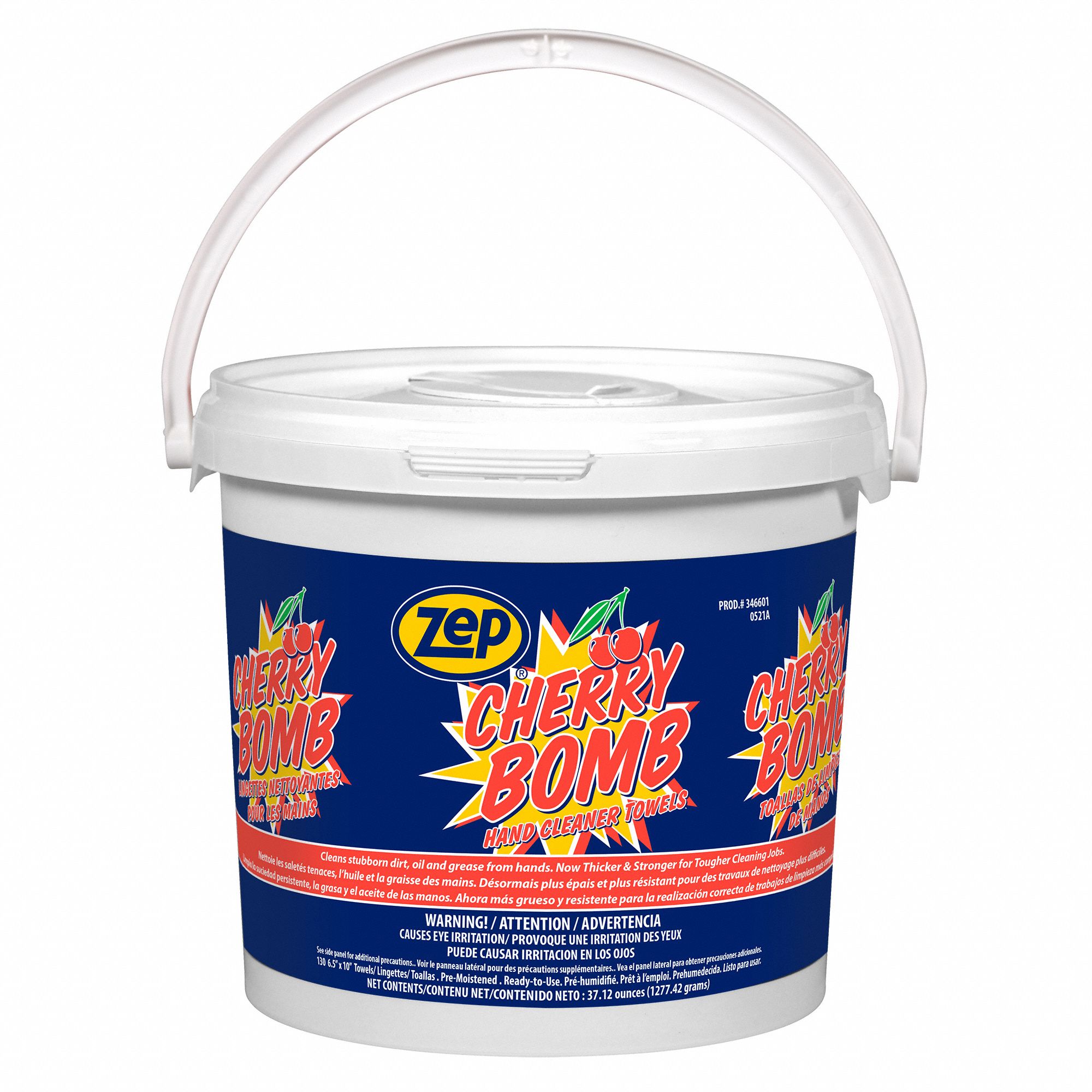 ZEP, Bucket, 130 Wipes per Container, Hand Cleaning Towels