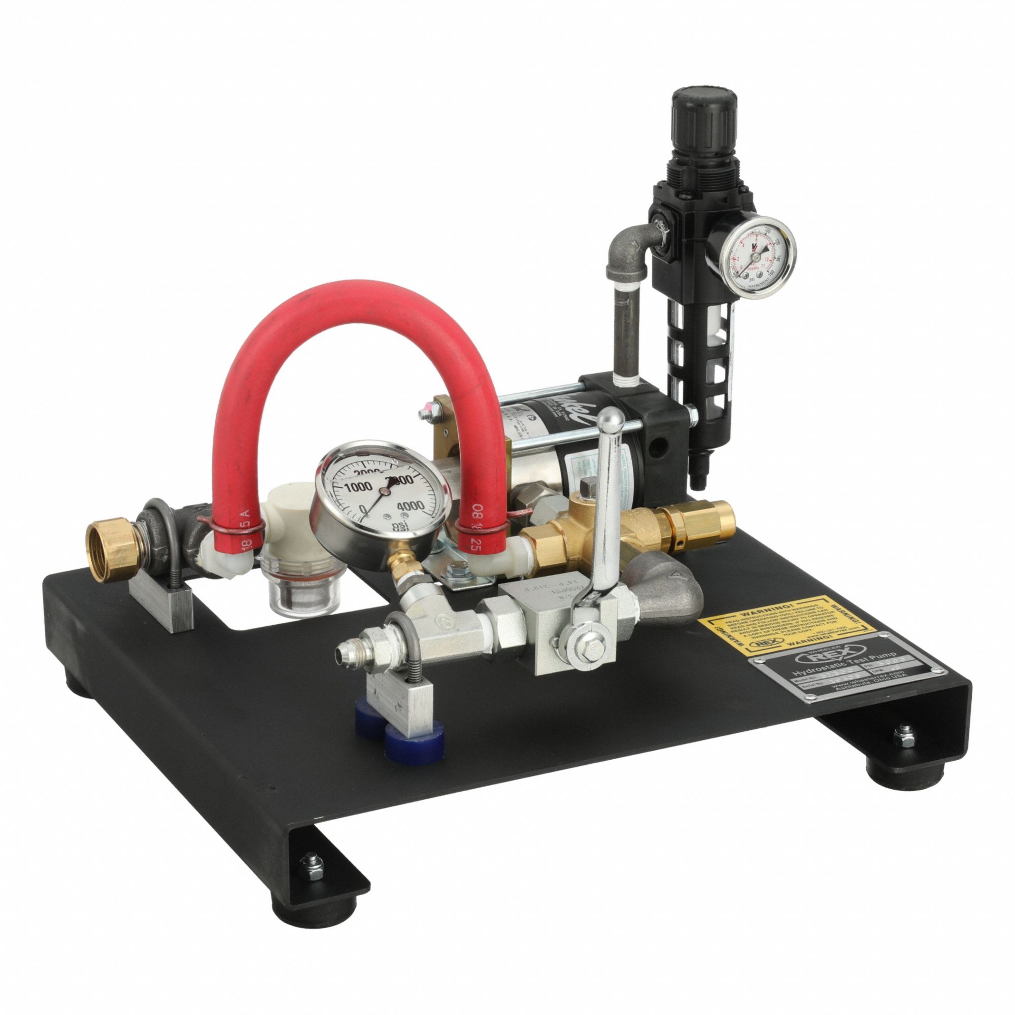 Pneumatic Test Pump: Plate-Mounted, 3, 000 psi Max. Discharge Pressure, 0.5 gpm Max. Flow