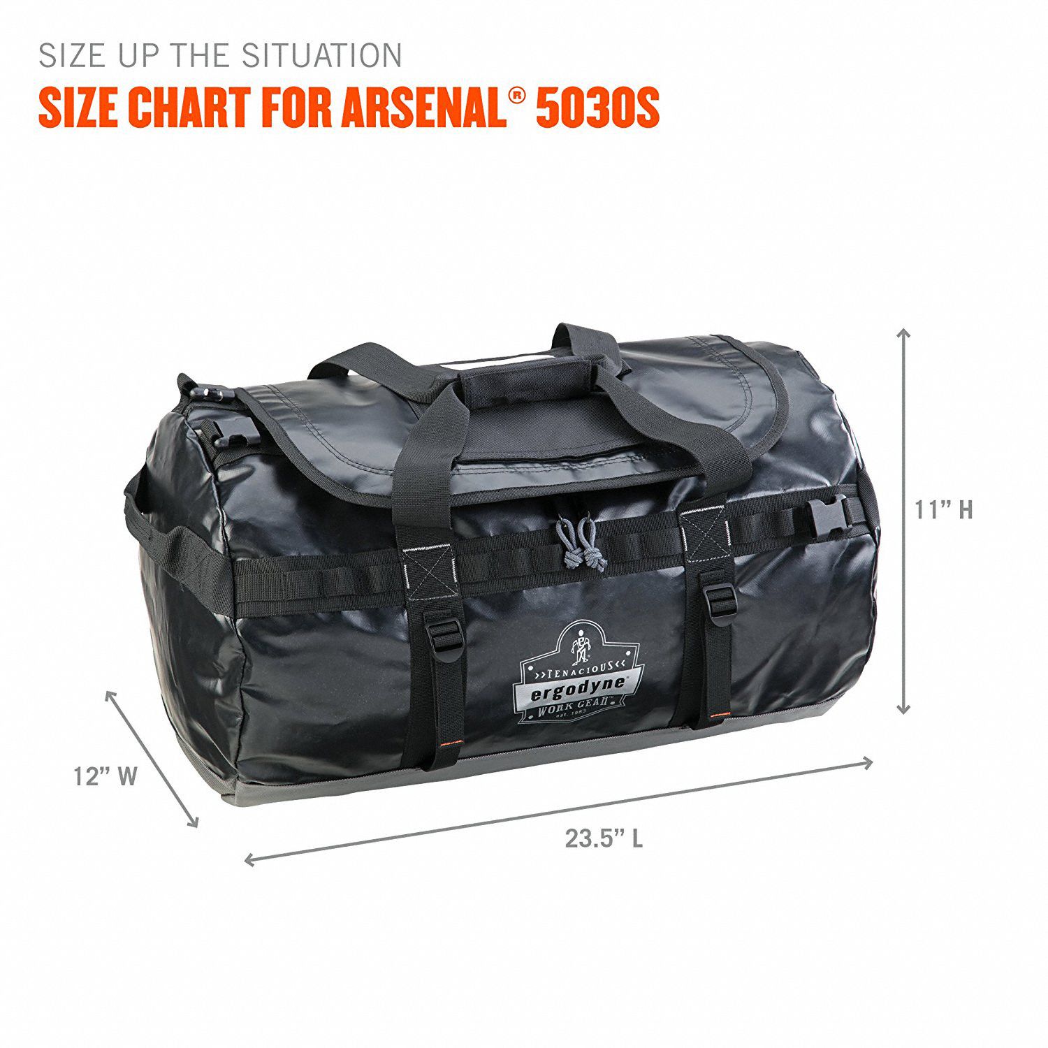 ARSENAL BY ERGODYNE Black Waterproof Tarpaulin Duffel Bag; Number of