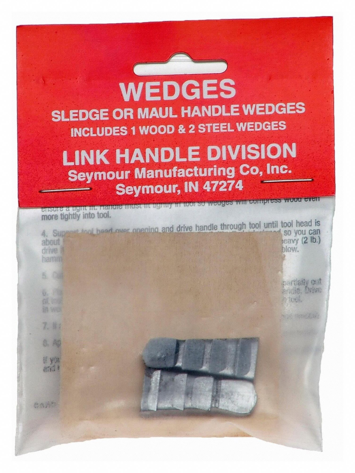 SLEDGE HANDLE, 2 WEDGES, 2 1/2 IN TOP W, 3/8 IN MAX THICK, FOR 6 LB MAX HEAD WT