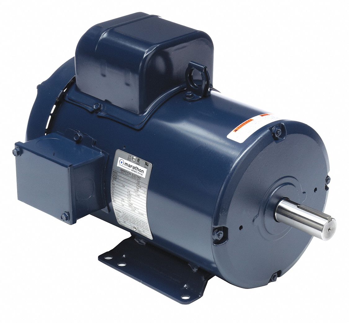 General Purpose Motor: Single Phase, 5 hp, 208-230V AC, 184T Frame Size, 3, 530 RPM