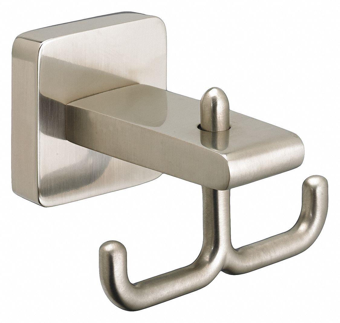 AMERICAN STANDARD Robe Hook, Double Satin Nickel 44E4318335210.295