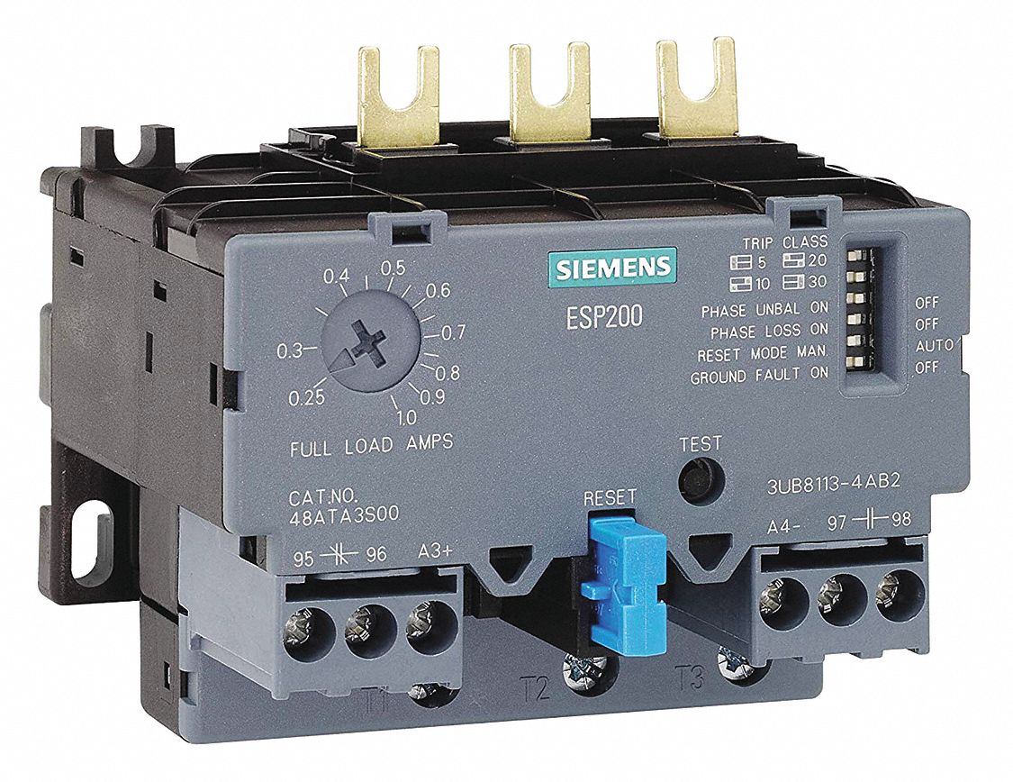 SIEMENS, Electronic Protection, 3 Poles, Overload Relay 44F358