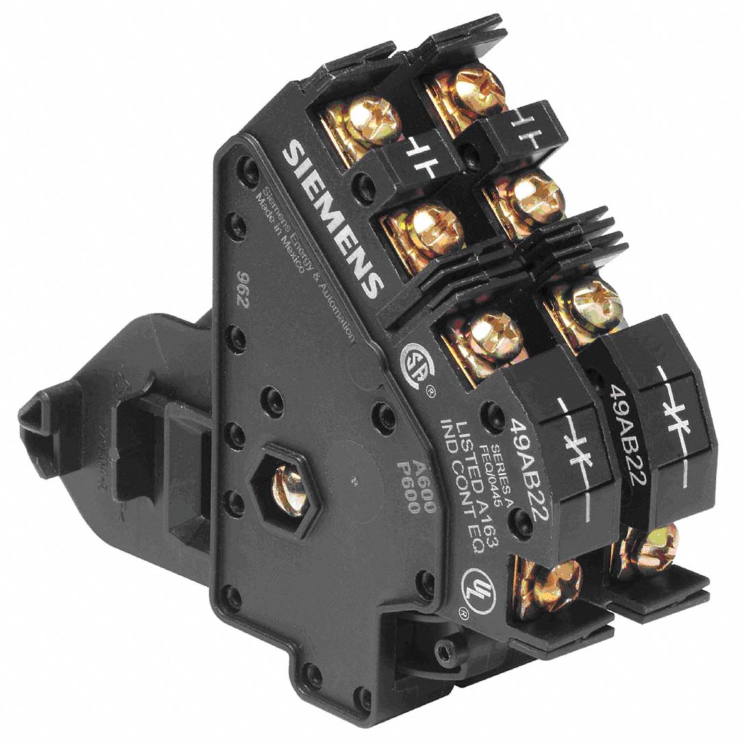 Auxiliary Contact: 2NO/2NC, 10 A Max Current (AC), Side Mount, Side-Mounted