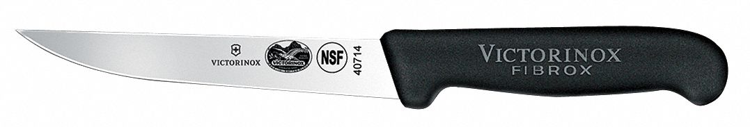 Fillet Knife: 6 in Lg, Semi Flex Blade, High Carbon Stainless Steel, Black