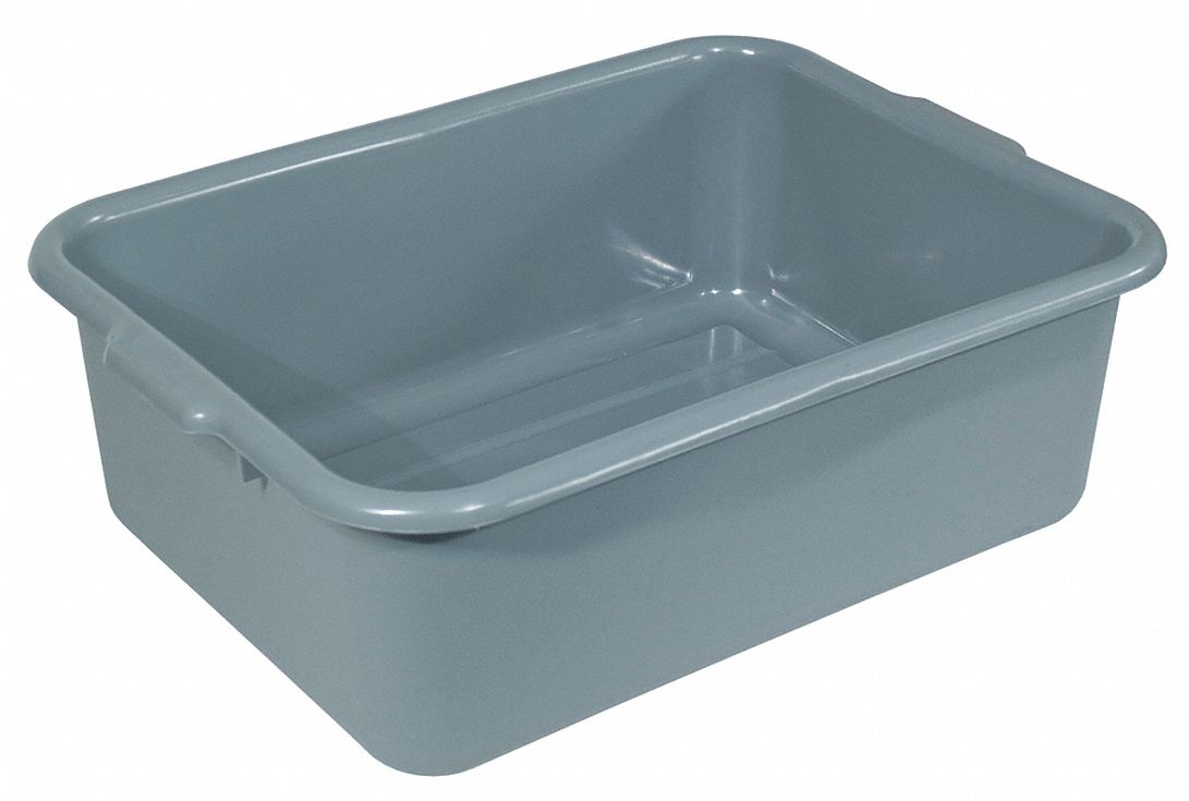 21 1/2 in x 15 1/2 in x 7 in Plastic Bus Tub, Gray Grainger