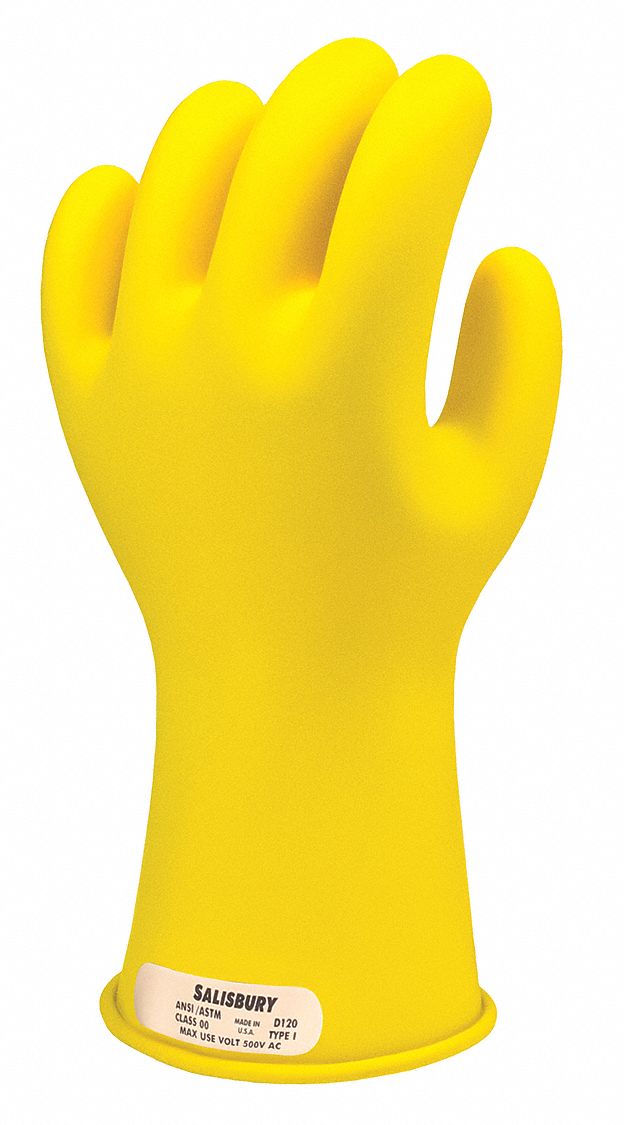 Electrical-Insulating Glove Kit: 500V AC, 750V DC, Class 00, 11 in Glove Lg, Yellow