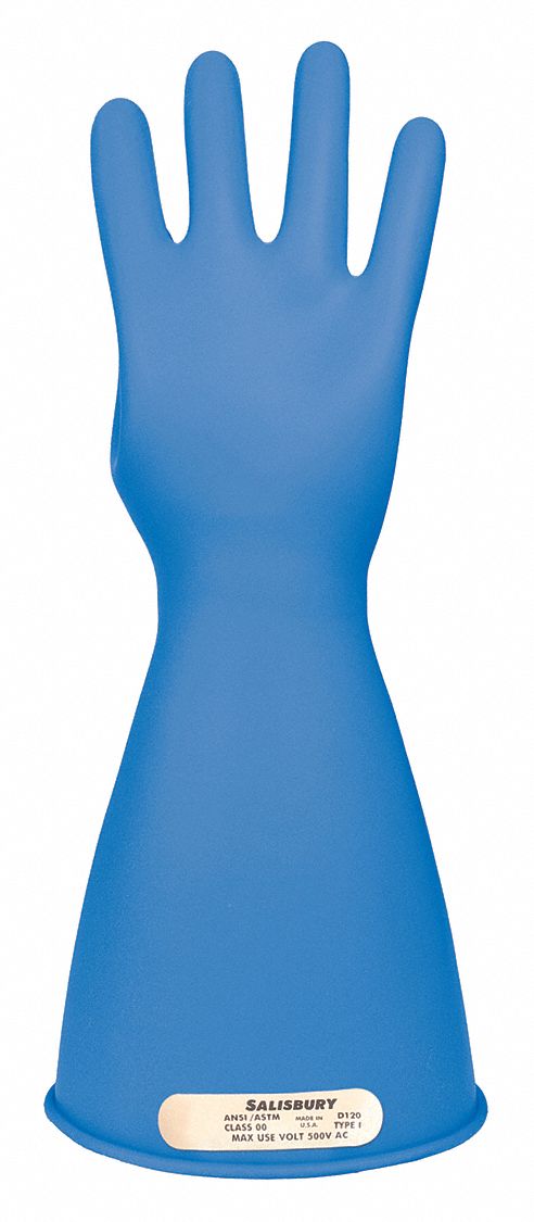 Electrical-Insulating Glove Kit: 500V AC, 750V DC, Class 00, 14 in Glove Lg, Blue, Type II