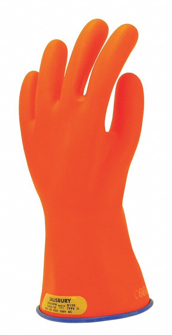 500V AC / 750V DC, 11 in Glove Lg, Electrical Insulating Gloves