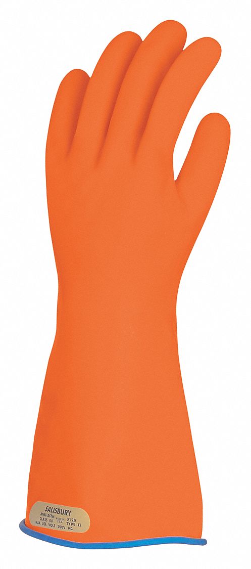 Electrical-Insulating Gloves: 500V AC, 750V DC, Red, 7 Size - Numeric, Straight Cuff, 1 PR