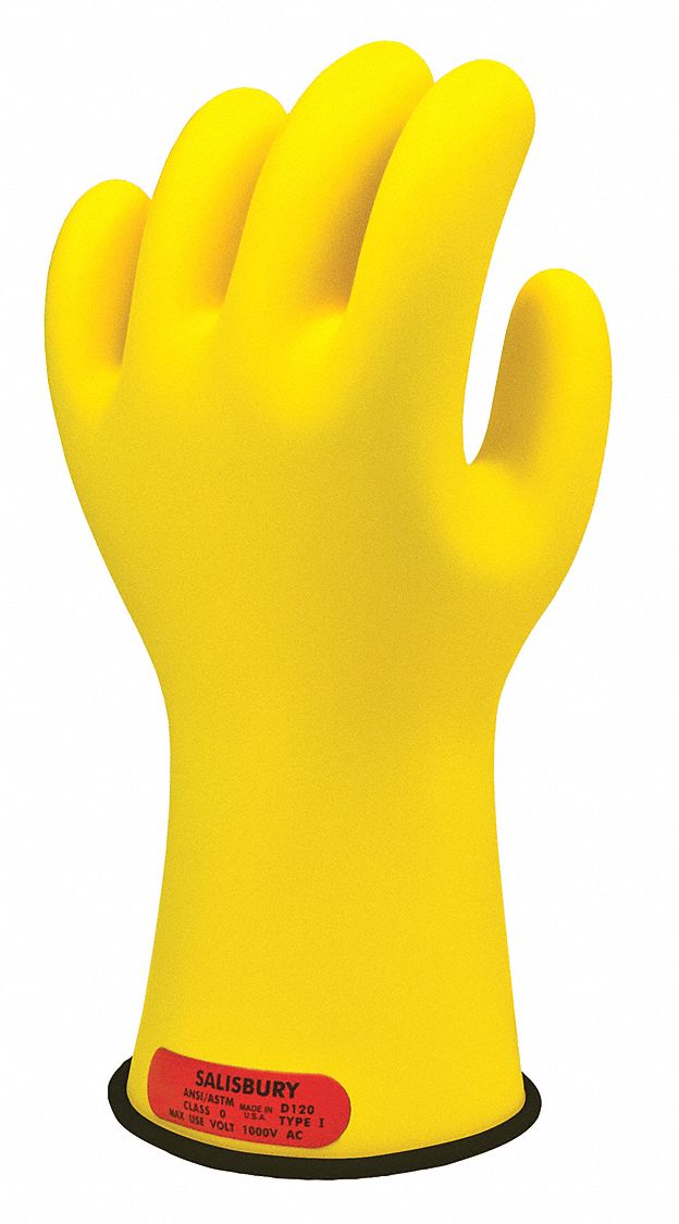 Electrical-Insulating Gloves: 1, 000V AC, 1, 500V DC, Yellow, 10 1/2 Size - Numeric, 1 PR