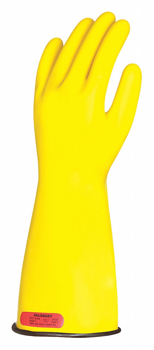 Electrical-Insulating Gloves: 1, 000V AC, 1, 500V DC, Yellow, 10 1/2 Size - Numeric, 1 PR