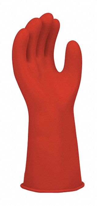 Electrical-Insulating Gloves: 1, 000V AC, 1, 500V DC, Red, 10 Size - Numeric, Type I, 1 PR