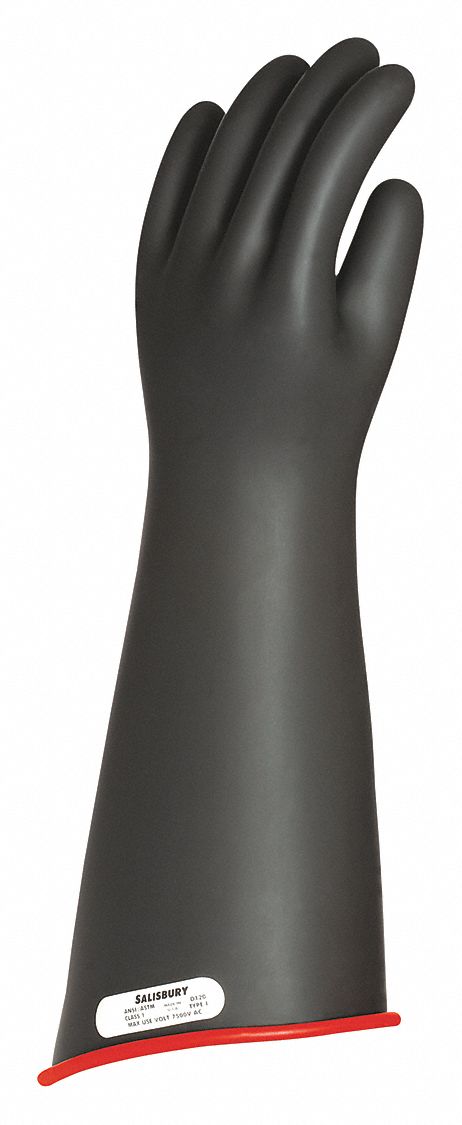 Electrical-Insulating Gloves: 7, 500V AC, 11, 250V DC, Black, 10 1/2 Size - Numeric, 1 PR