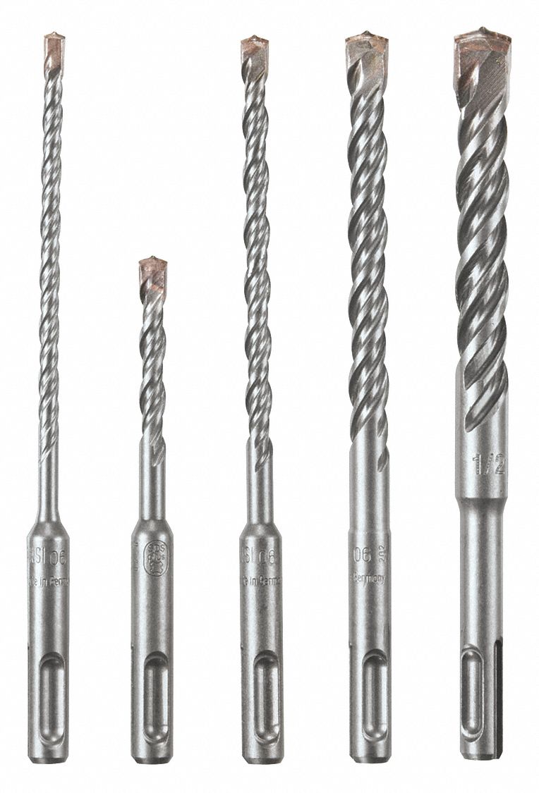 ROTARY HAMMER DRILL BIT SET, BIT SIZES - 3/16 IN, ¼ IN, ⅜ IN, ½ IN, 6 IN L, SDS