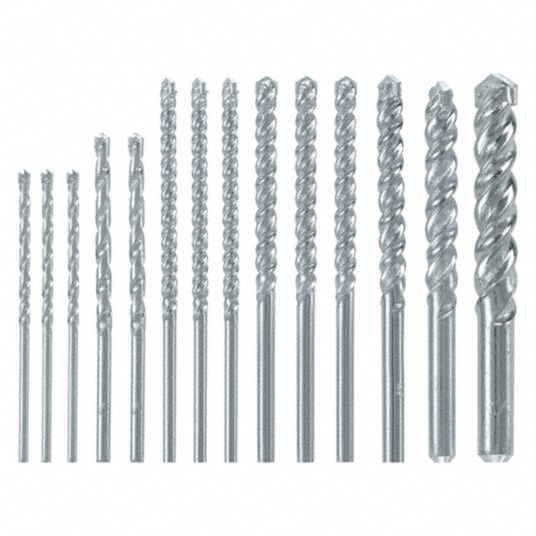 BOSCH Round Shank Drill Bit Set, Straight, 14 Number of Drill Bits ...