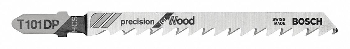 Jigsaw Blade: 6, 4 in Blade Lg, Bi-Metal, High Carbon Steel, T Shank, Plastic/Wood, 5 PK