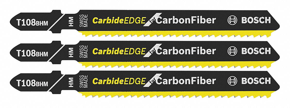 Jigsaw Blade: 12, 3 5/8 in Blade Lg, Carbide, Carbide, T Shank, 1 Pieces, Solid Stock, 3 PK