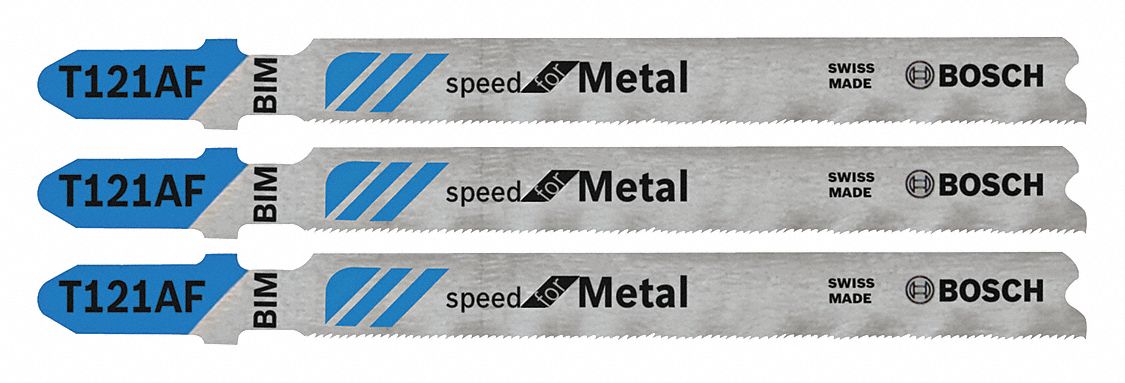 Jigsaw Blade: 21, 3 5/8 in Blade Lg, Bi-Metal, Bi-Metal, T Shank, 1 Pieces, Thin Metal, 3 PK